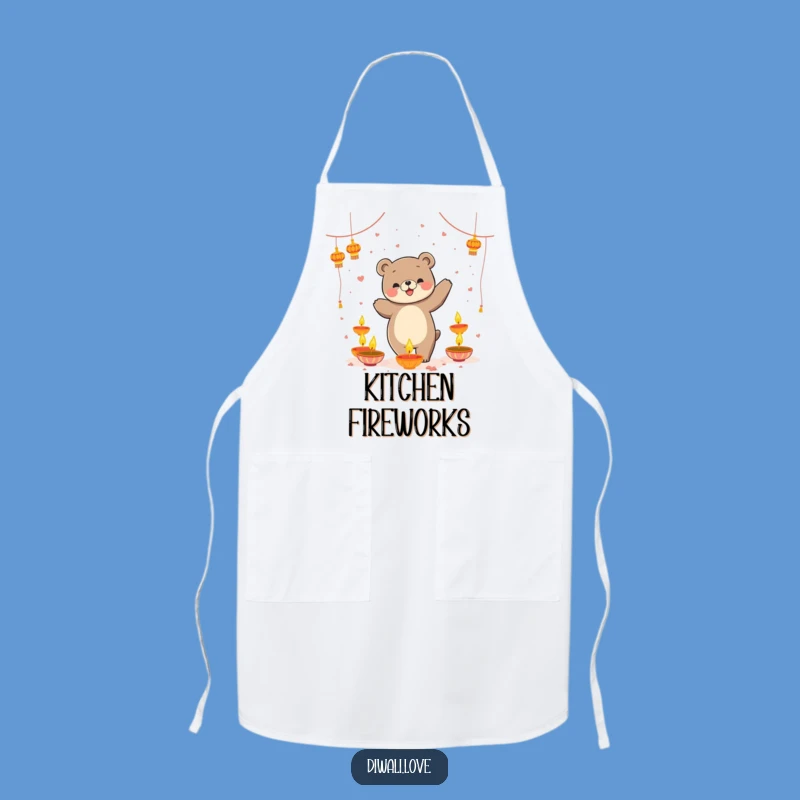 Funny Bear Diya Dance Apron - Playful Dancing Bear Kitchen Wear