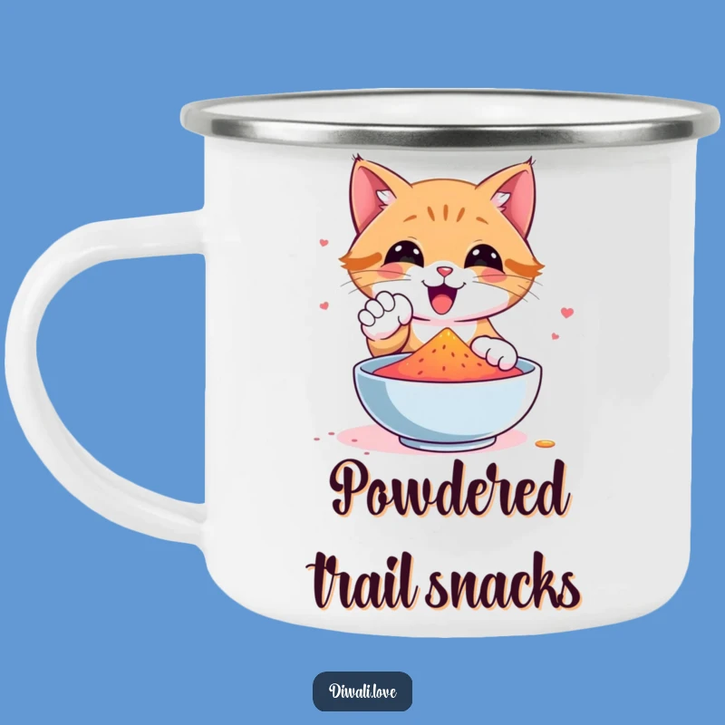 Funny Cat Gulal Paw Camping Mug: Adventure with Colorful Cheer