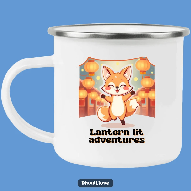 Funny Dancing Fox Lantern Camping Mug - Joyful Adventure