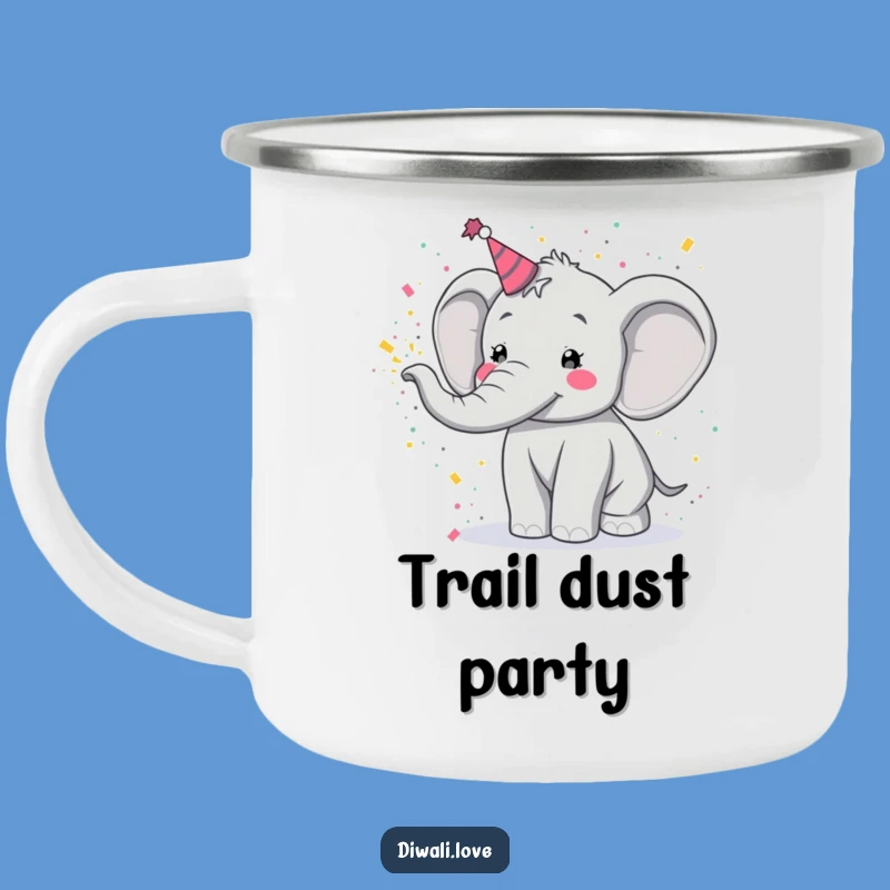 Funny Elephant Holi Camping Mug - Festive Powder Toss Outdoor Drinkware