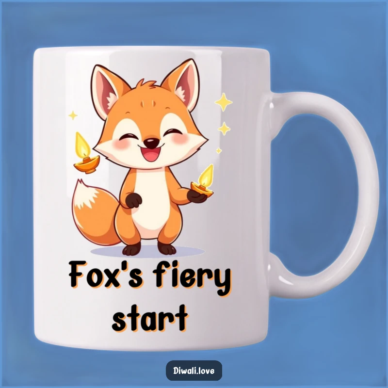 Funny Fox Diya Juggling Mug: A Grinning Gift for Festive Spirit