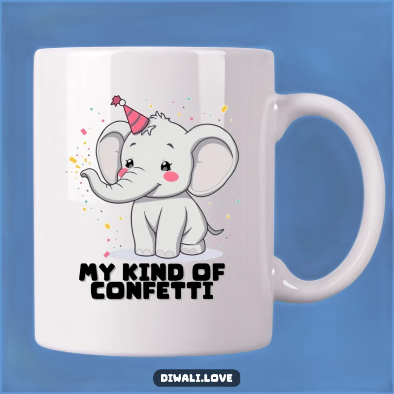 Funny Elephant Holi Powder Mug - Festive & Joyful Elephant Powder Toss Gift