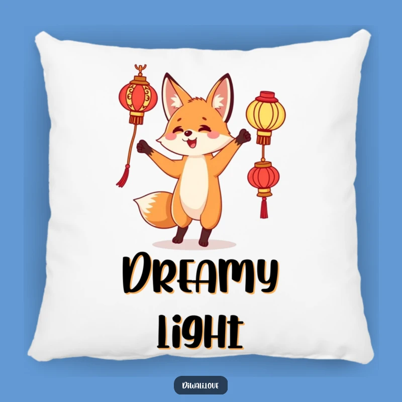 Funny Fox Lantern Pillow - Cozy Curious Juggling Cushion