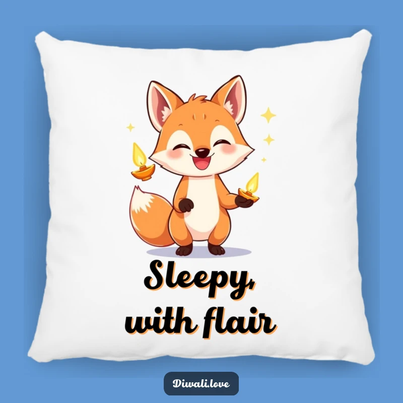 Funny Fox Diya Juggling Pillow: Cozy Comfort with a Festive Glow