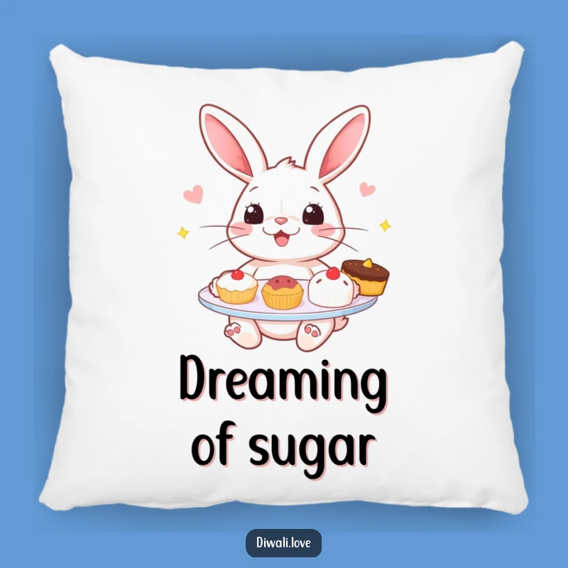 Funny Rabbit Sweets Pillow - Cozy Cheerful Bunny Cushion