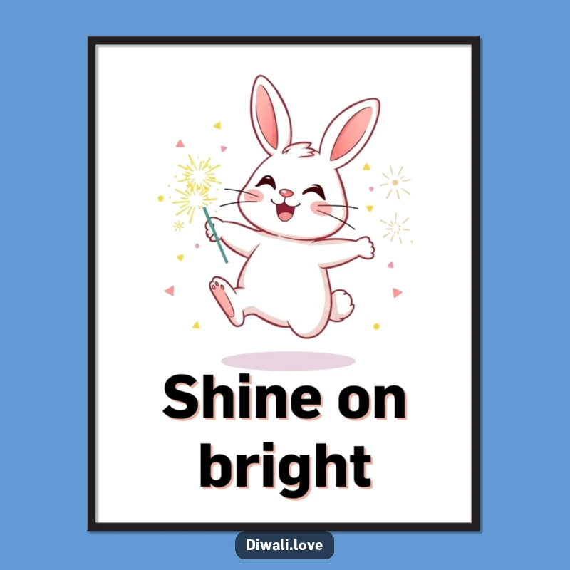 Funny Bunny Sparkler Digital Art: Instant Festive Cheer for Your Space