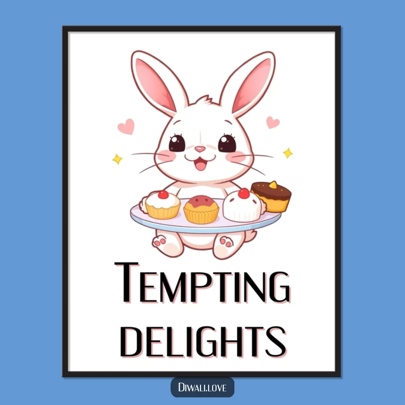 Funny Rabbit Sweets Digital Art - Cheerful Bunny Print