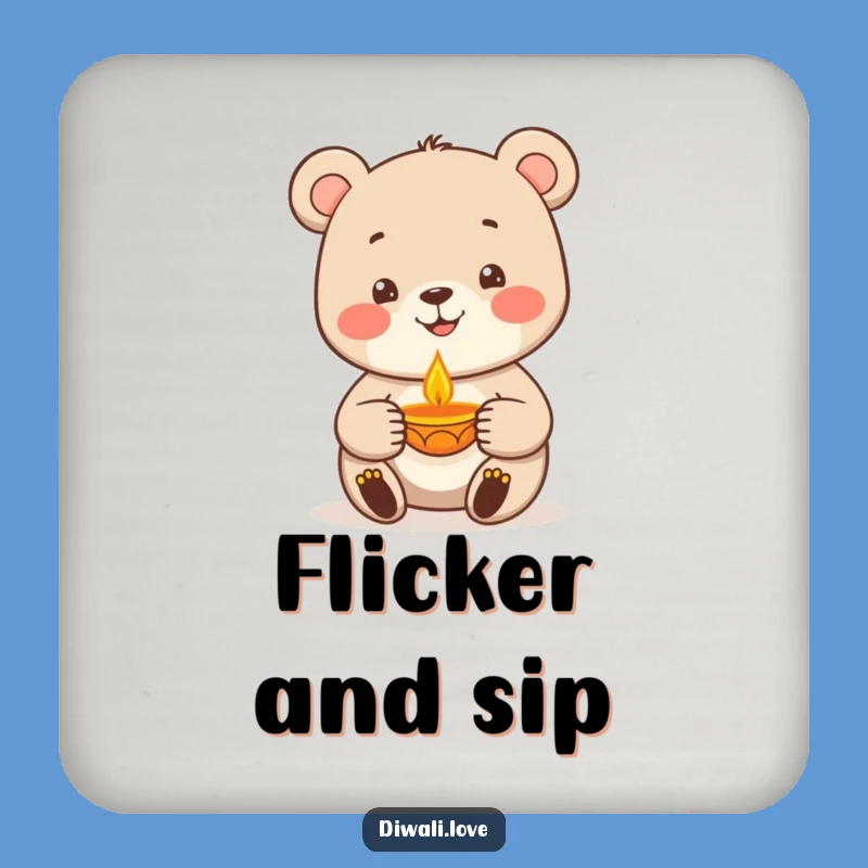Funny Bear Diya Lamp Coaster - Protect Surfaces with Humor