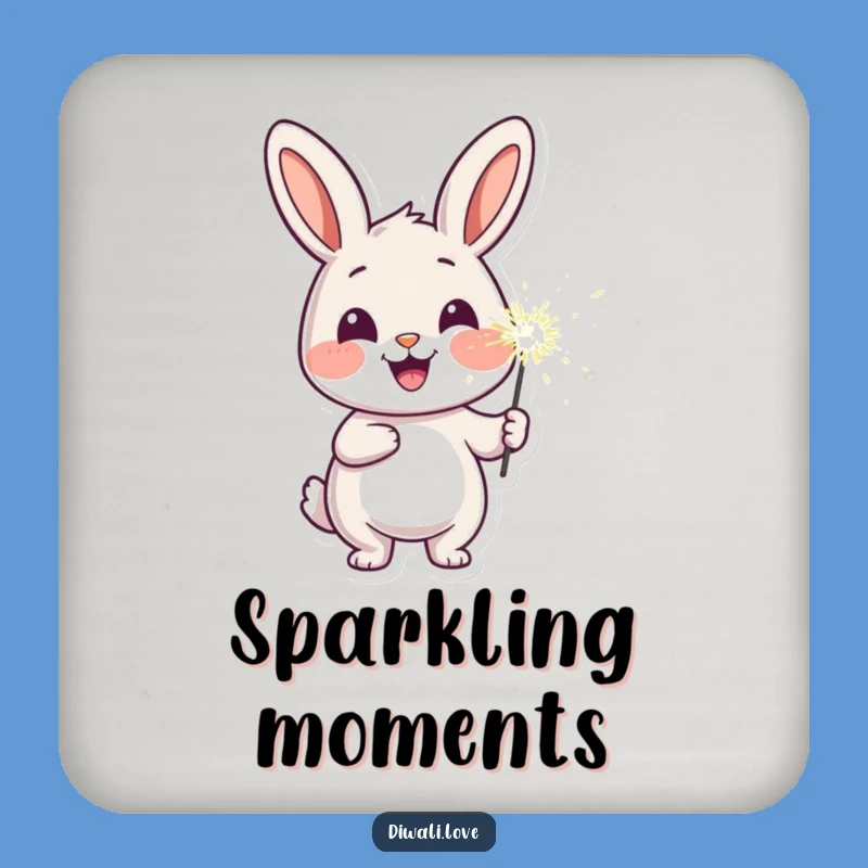 Funny Cheerful Rabbit Sparkler Coaster - Joyful Protection
