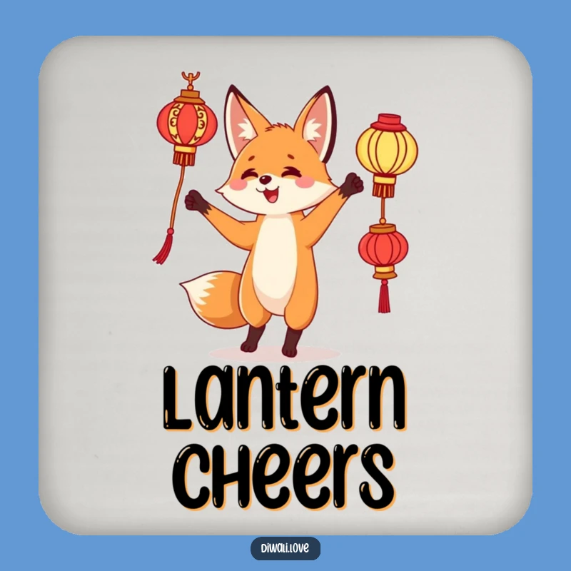 Funny Fox Lantern Coaster - Curious Juggling Drink Protector