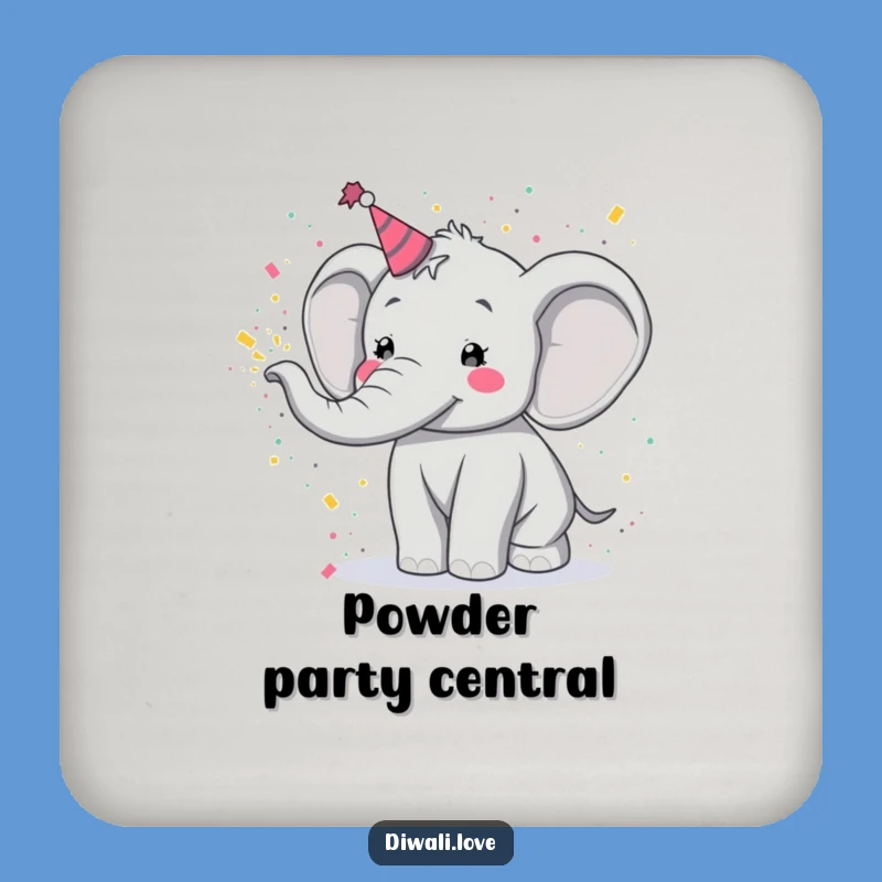 Funny Elephant Holi Coaster - Festive Powder Toss Drink Protector Gift
