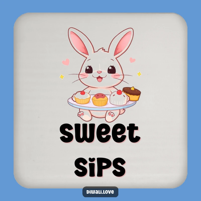 Funny Rabbit Sweets Coaster - Cheerful Bunny Drink Protector