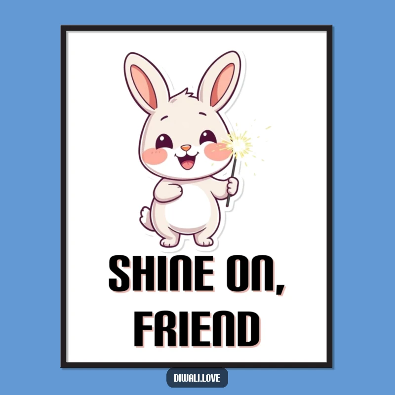 Funny Cheerful Rabbit Sparkler Poster - Joyful Wall Art