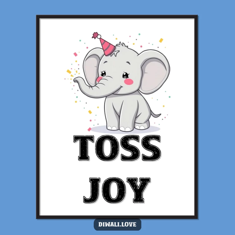 Funny Elephant Holi Poster - Festive Joyful Powder Toss Wall Art Gift
