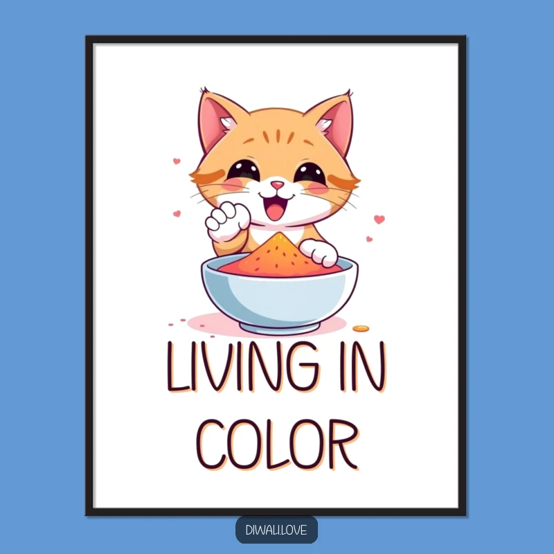 Funny Cat Gulal Paw Poster: Add Vibrant Color to Your Walls