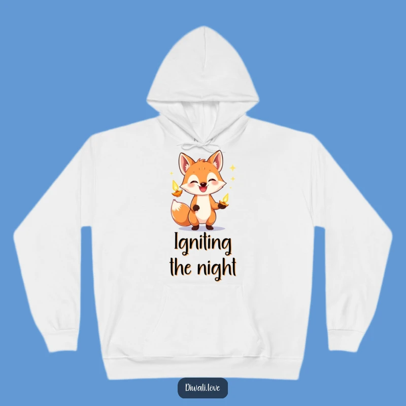 Cozy Funny Fox Diya Juggling Hoodie: Warmth Meets Playful Glow