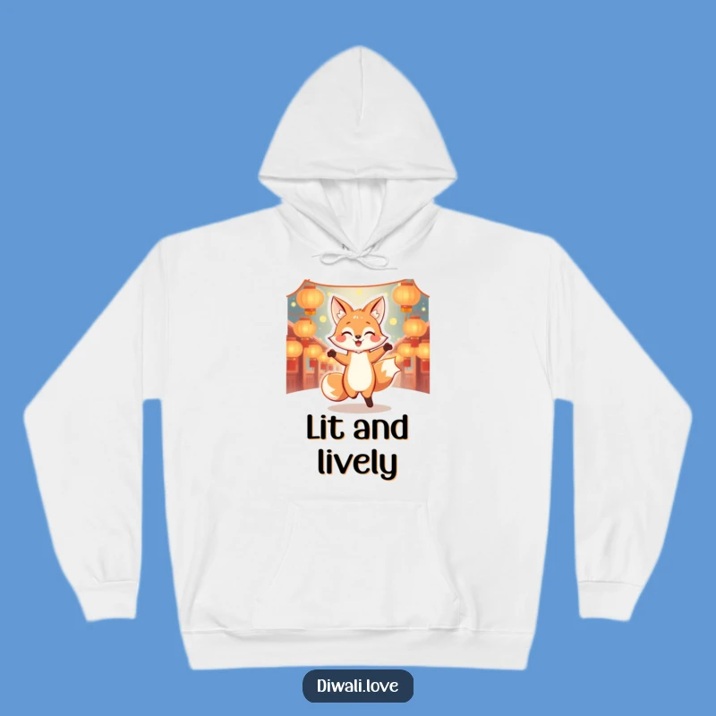 Cozy Dancing Fox Lantern Hoodie - Warm Funny Apparel