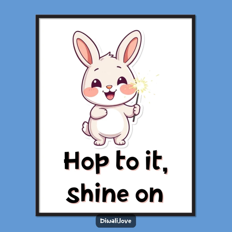 Free Printable Wall Art: Cheerful Rabbit with Sparkler, Funny Downloadable Decor!