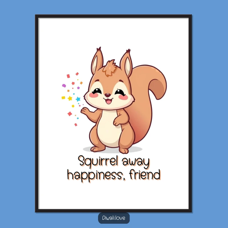 Free Printable Wall Art: Playful Squirrel, Colorful Funny Downloadable Decor!