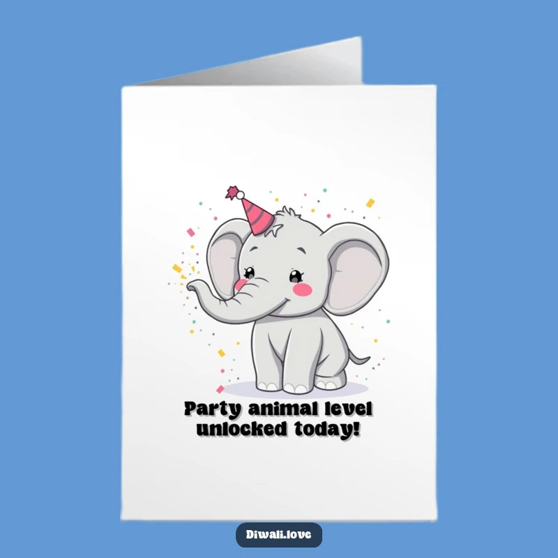 Free Printable Birthday Card: Funny Elephant Powder Toss, Downloadable Fun Gift