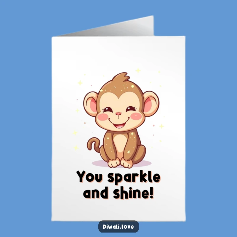 Free Printable Congrats Card: Monkey Sprinkling Lights, Funny Downloadable Celebration