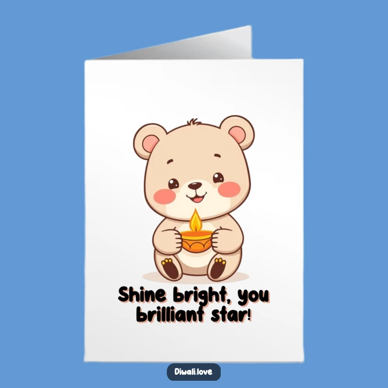 Free Printable Congrats Card: Warm Diya Bear - Funny Downloadable Gift