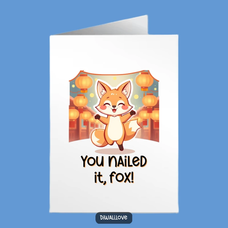 Free Printable Congrats Card: Dancing Fox, Funny Downloadable Gift!