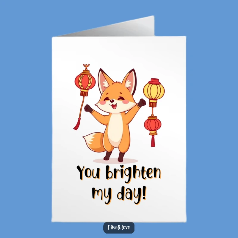 Free Printable Thank You Card: Fox Lanterns, Funny Downloadable Appreciation