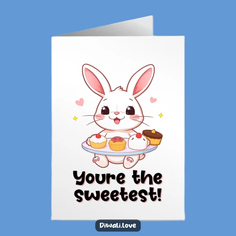 Free Printable Thank You Card: Rabbit Sweets, Funny Downloadable Appreciation