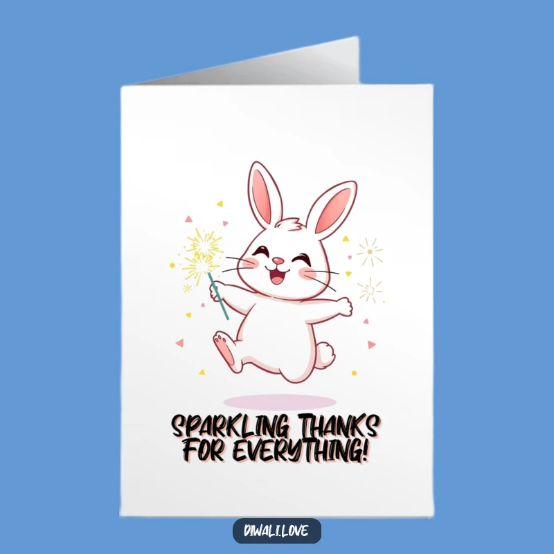 Free Printable Bunny Sparkler Thank You Card - Whimsical Downloadable Gift for Gratitude