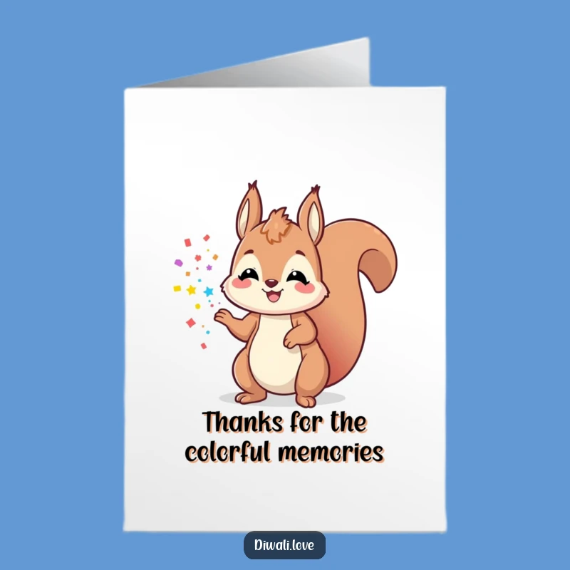 Free Printable Thank You Card: Squirrel's Colorful Toss, Funny Downloadable Gift!