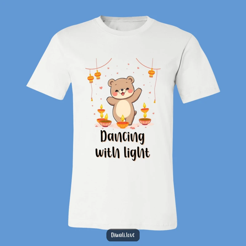 Funny Bear Diya Dance T-Shirt - Playful Dancing Bear Festive Tee