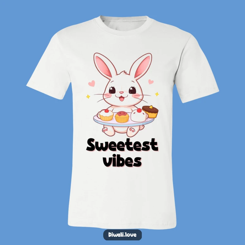 Funny Rabbit Sweets T-Shirt - Cheerful Bunny Treat Tee