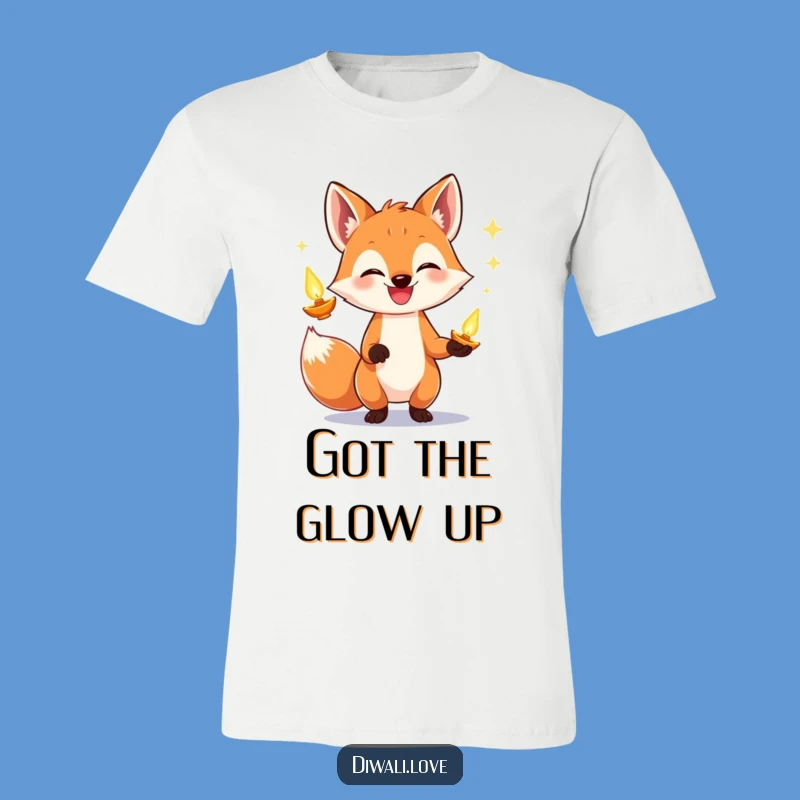 Funny Fox Diya Juggling T-Shirt: Wear Your Festive Grin Proudly
