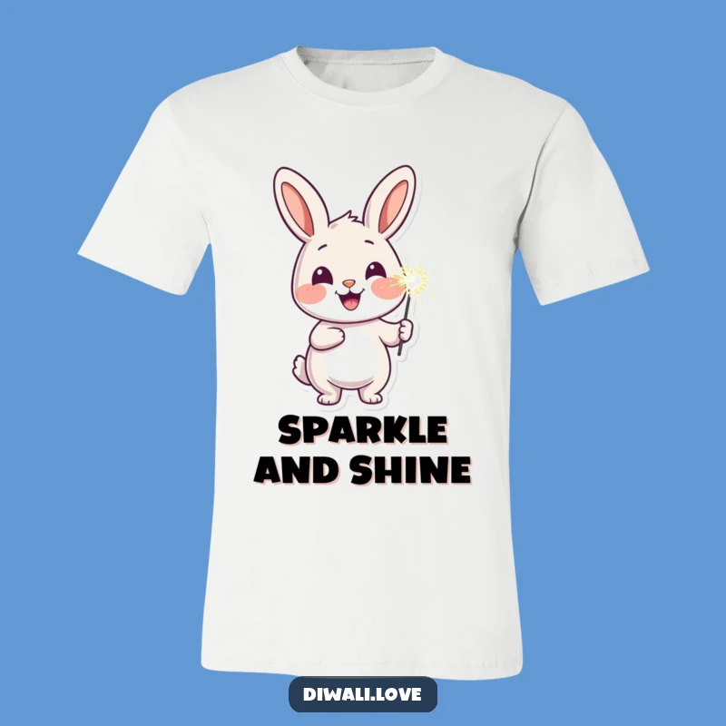 Funny Cheerful Rabbit Sparkler T-Shirt - Joyful Character Tee