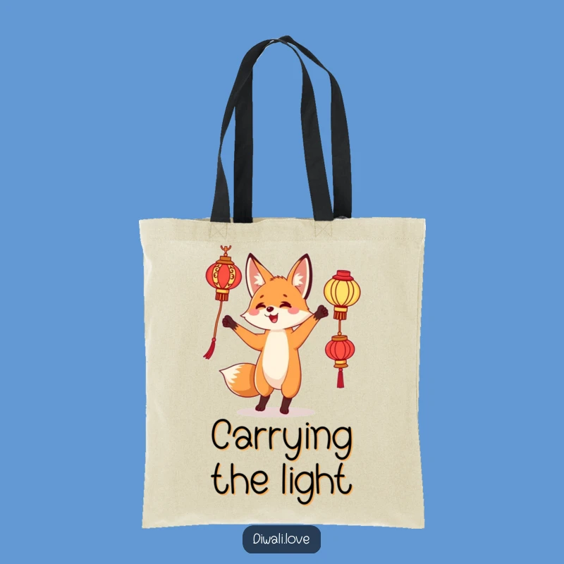 Funny Fox Lantern Tote Bag - Curious Juggling Carryall